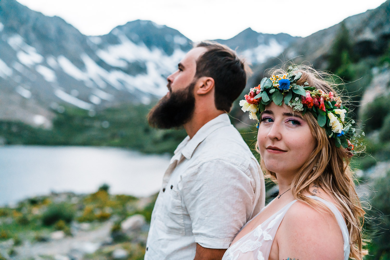 bride and groom in Breckenridge Colorado during their Blue Lakes Elopement