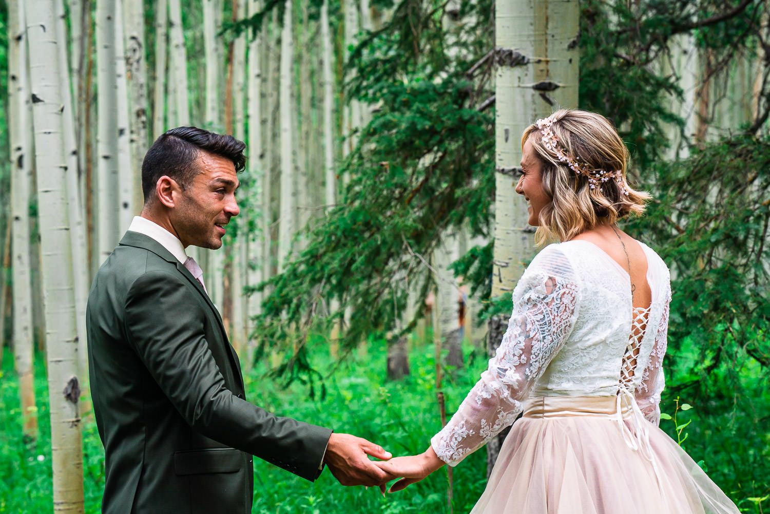 Couple First Look in Aspens