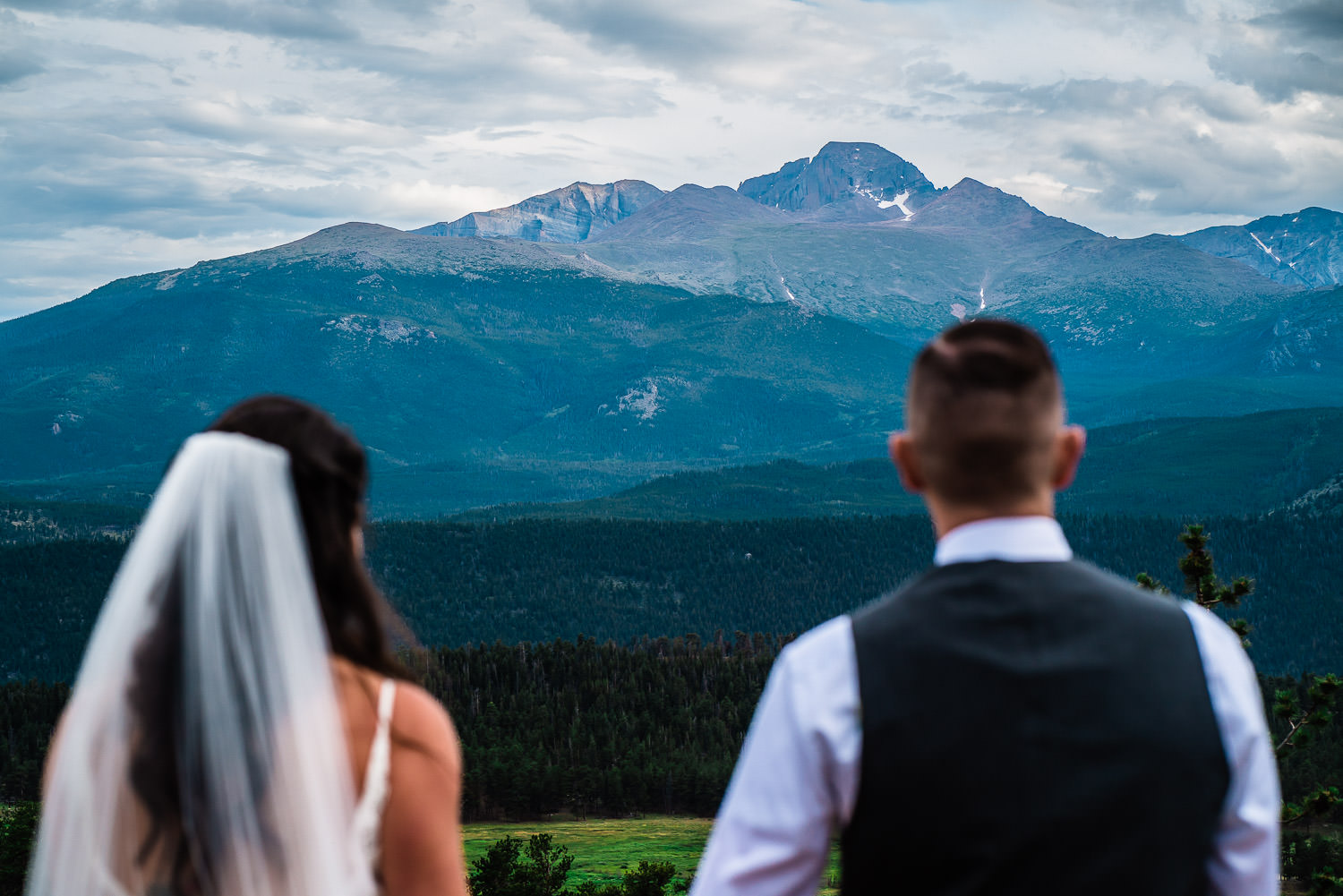 newlyweds in the mountains