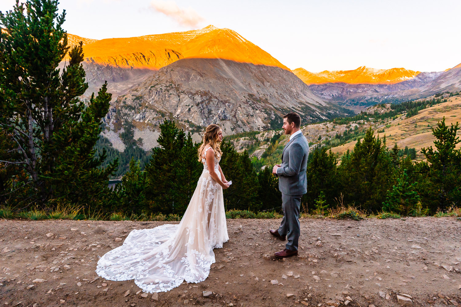 bride and groom self solemnizing their marriage in the Colorado Rocky Mountains near Breckenridge, Colorado
