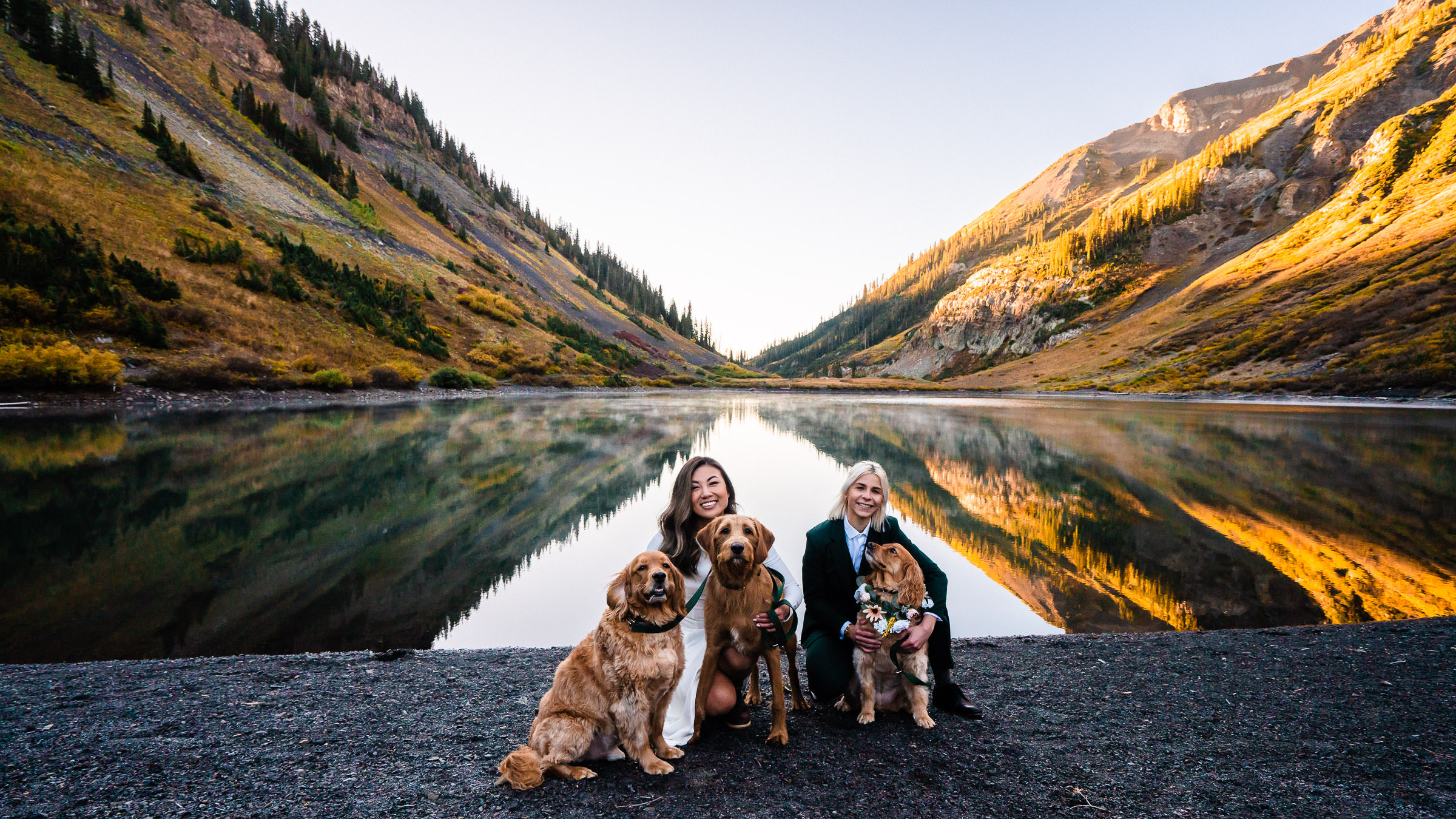 A beautiful lesbian elopement day with dogs