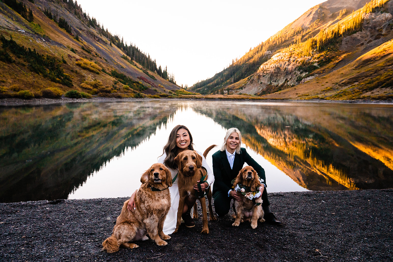 A beautiful lesbian elopement day with dogs