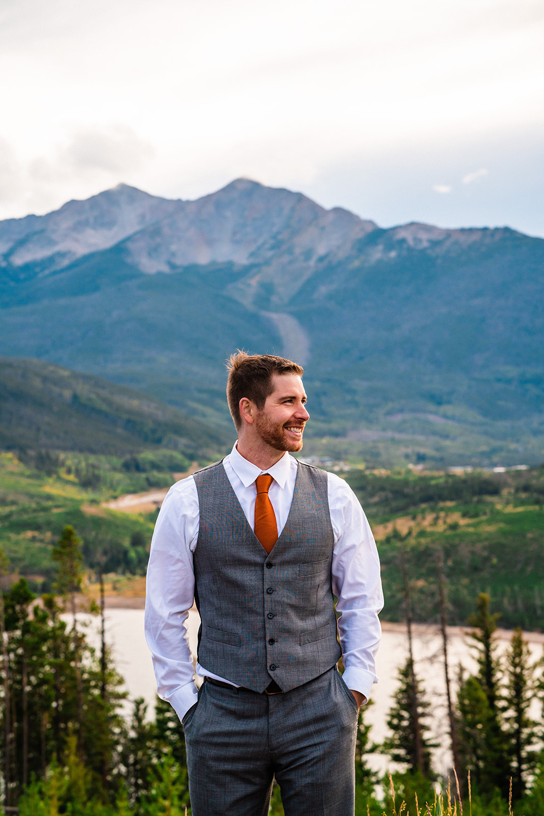 Groom Portraits at Sapphire Point for a Colorado Micro Wedding
