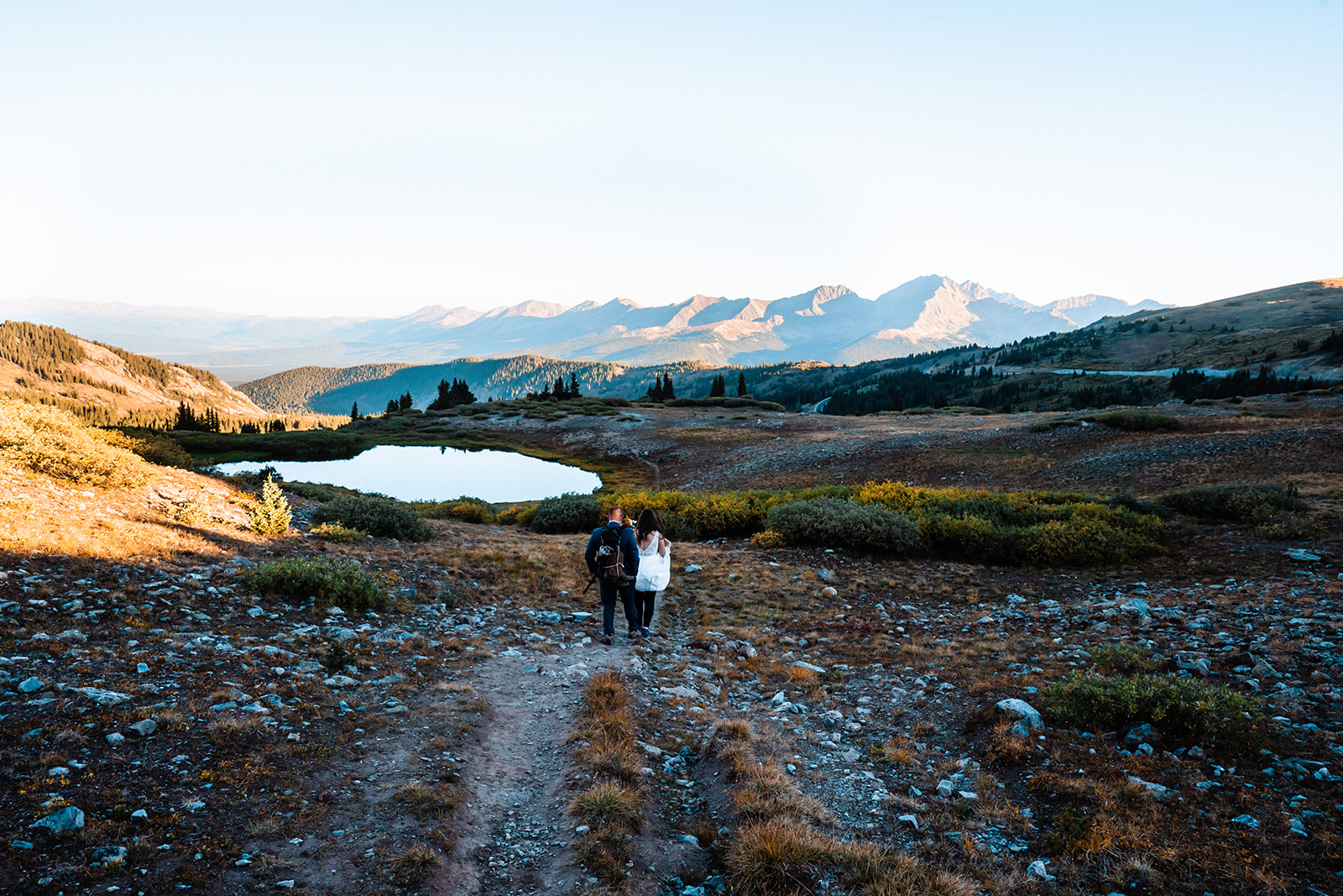 Adventure hiking elopement Photos at a High Alpine Lake in Colorado