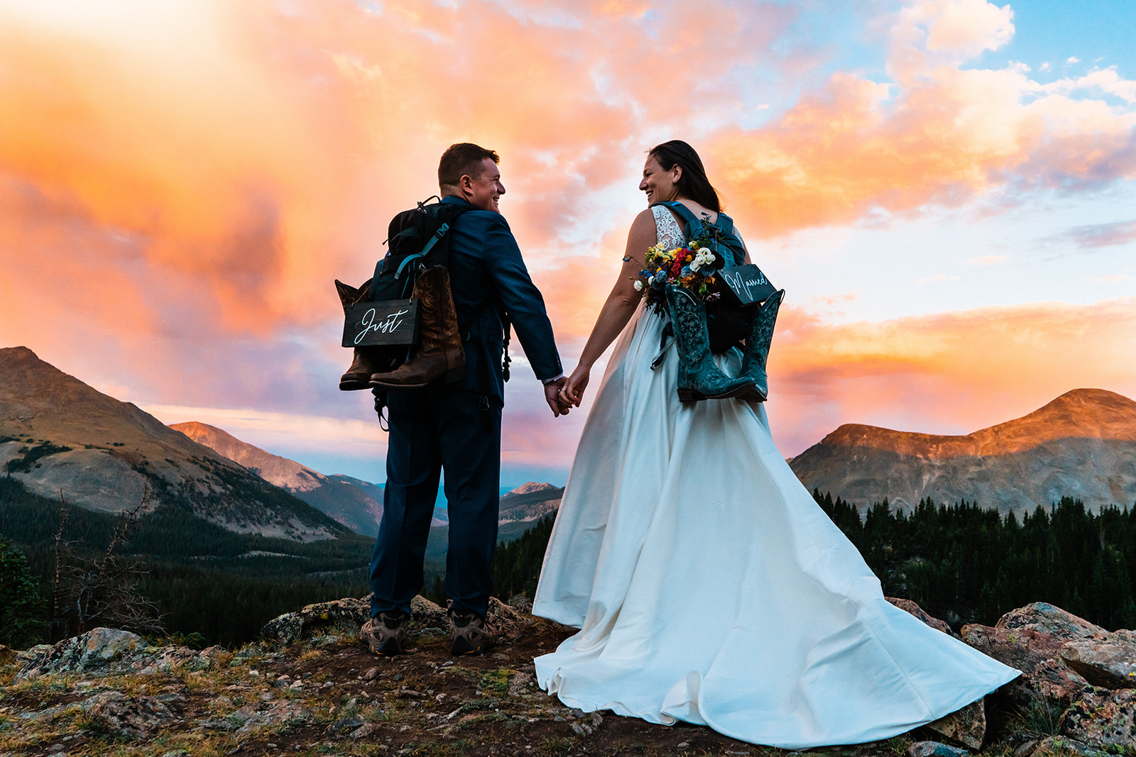 Adventure filled Hiking elopement at Alpine Lake during sunset