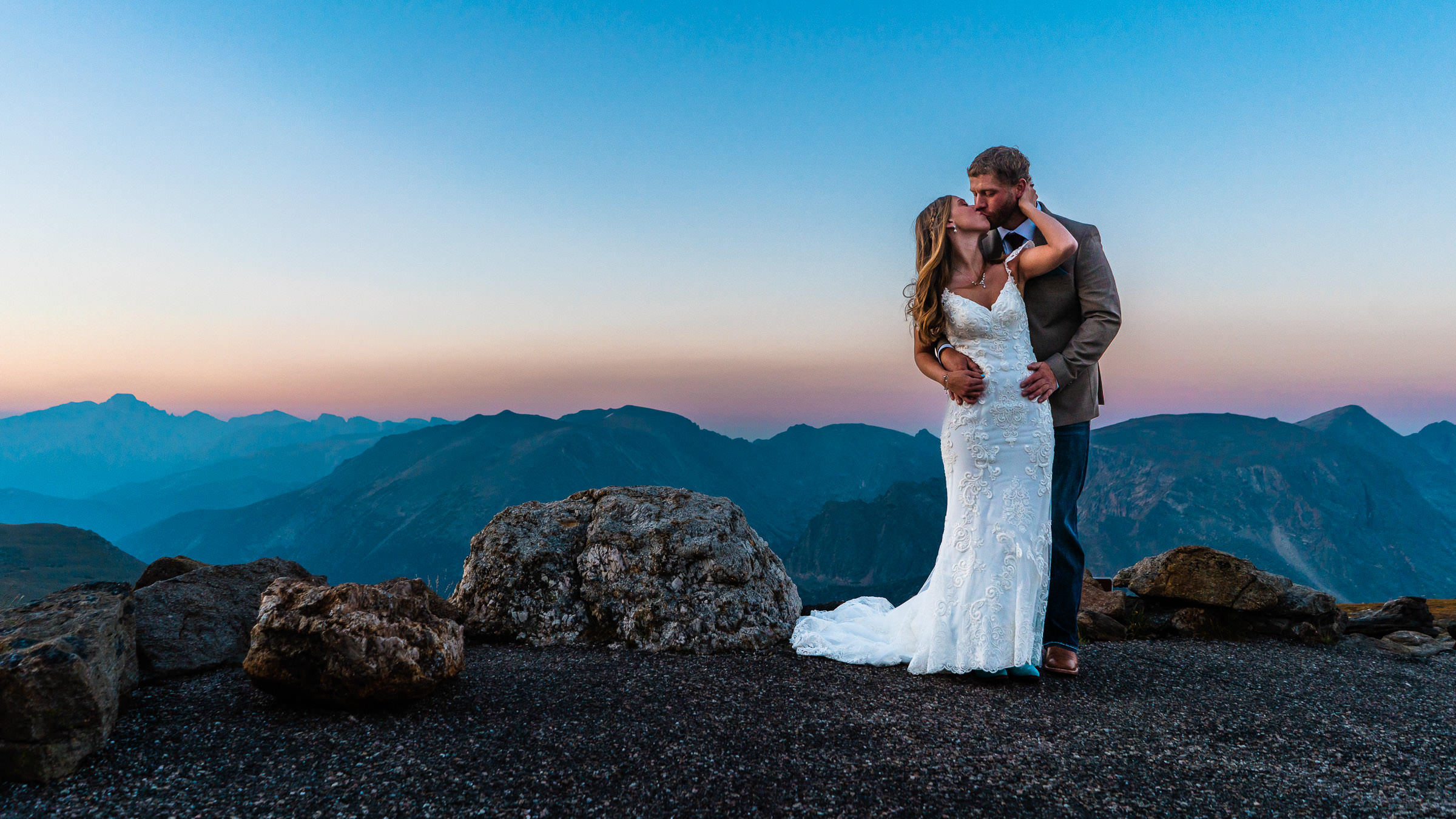 Bride + Groom elope on top of a mountain on Trail Ridge Road in RMNP