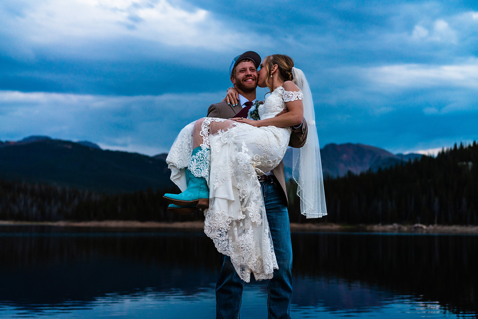 Adventure elopement Photos at a High Alpine Lake in Colorado