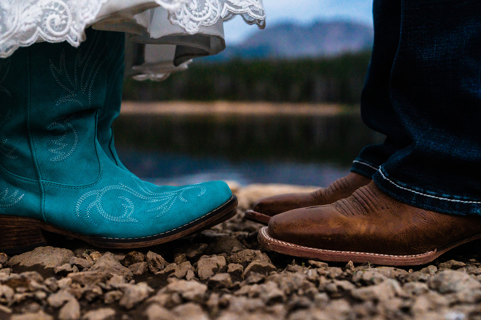 Bride and groom boots