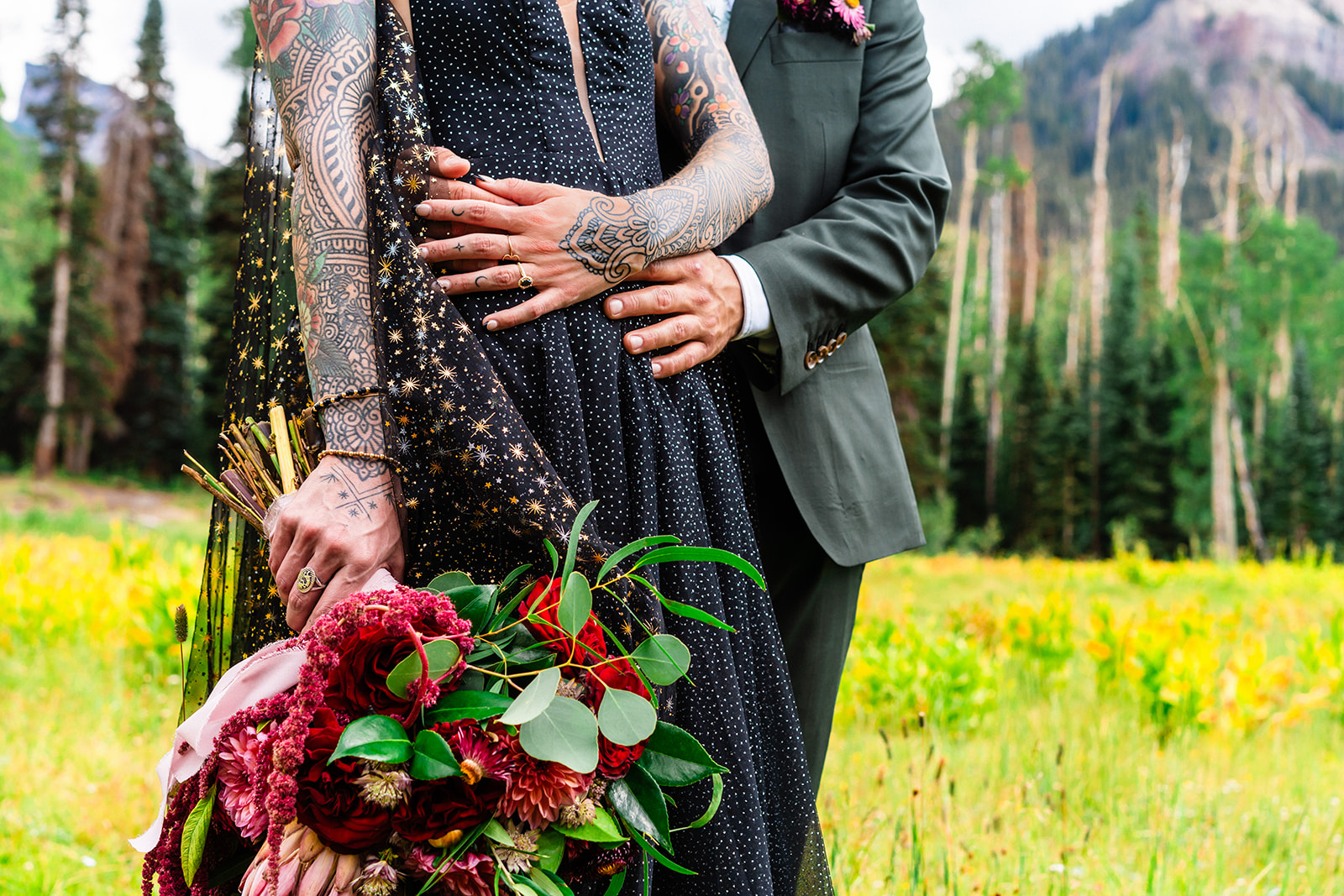 Celestial Themed elopement with wedding details and florals