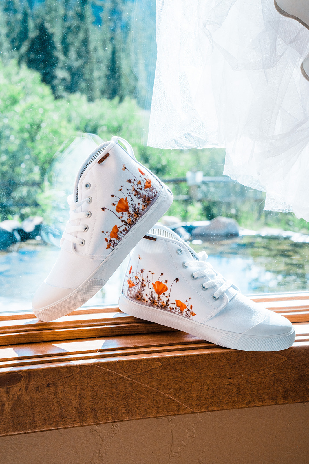 Custom bridal shoes with flowers on them