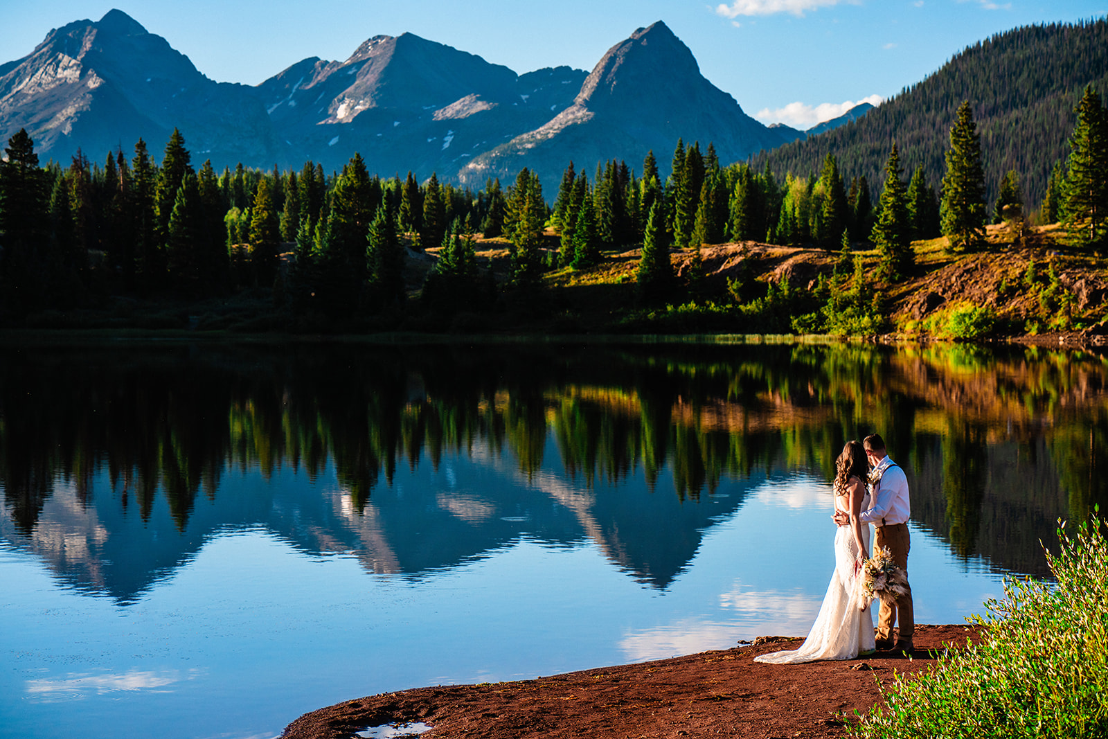 Intimate San Juan Mountains Elopement with a shoreline ceremony