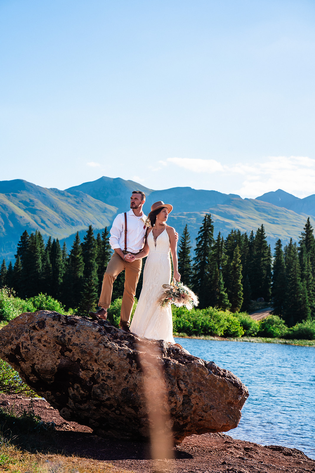 Adventerous San Juan Mountains Elopement with sunrise portraits and waterfall adventures