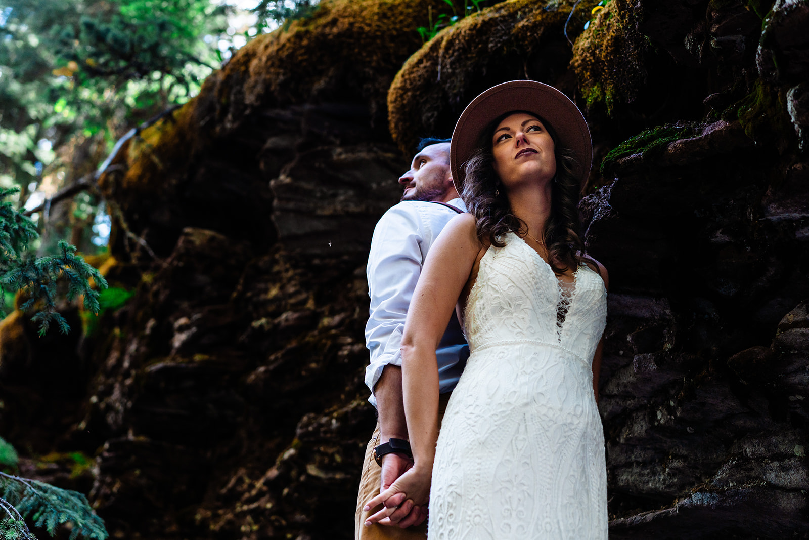 Adventurous bride and groom in the San Juan mountains
