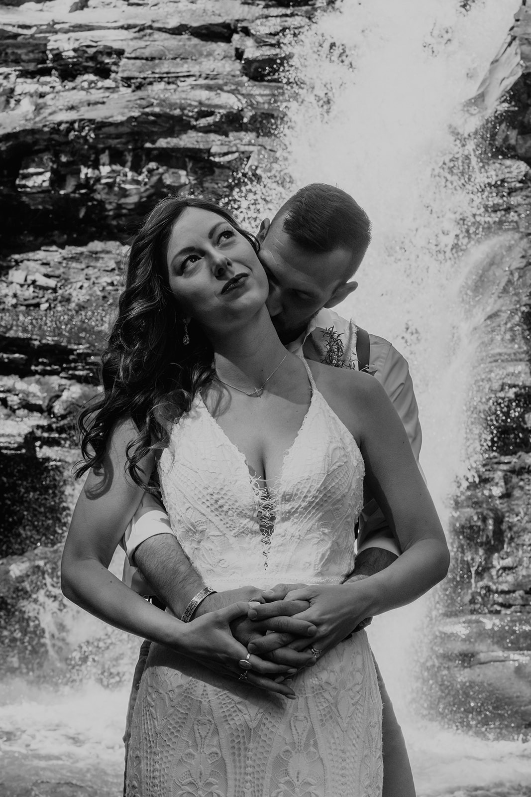 Black and white photo of Adventurous bride and groom in the San Juan mountains