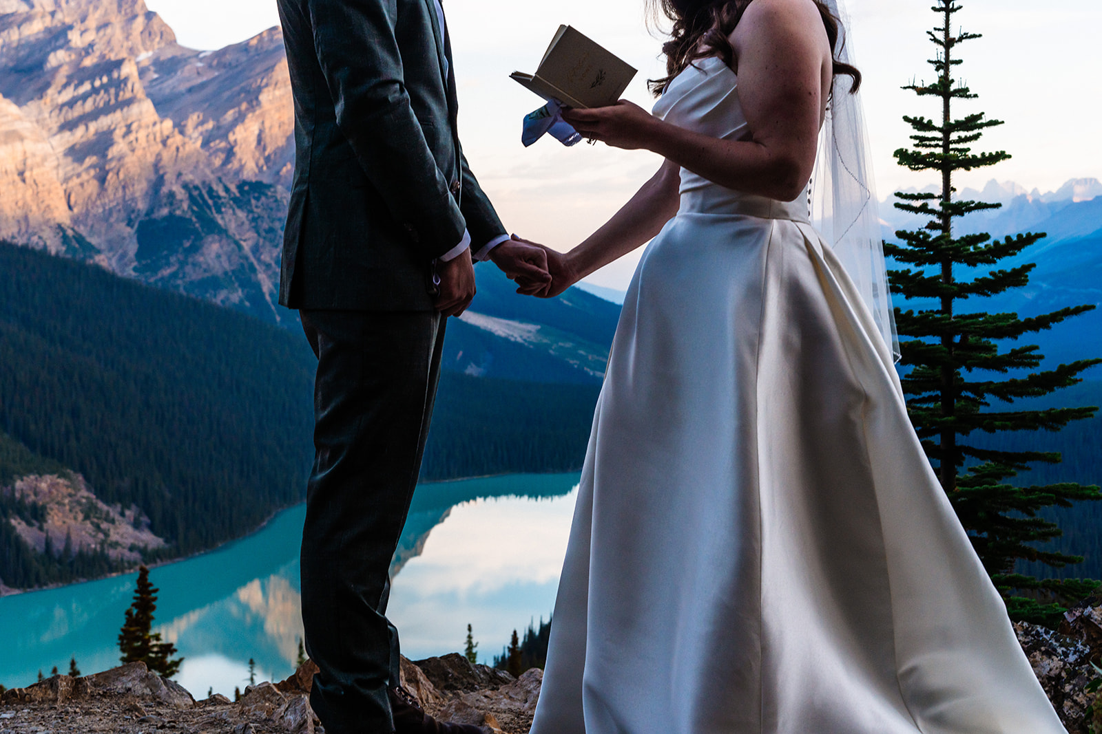 Intimate Vow Exchange with Bride and groom in Banff