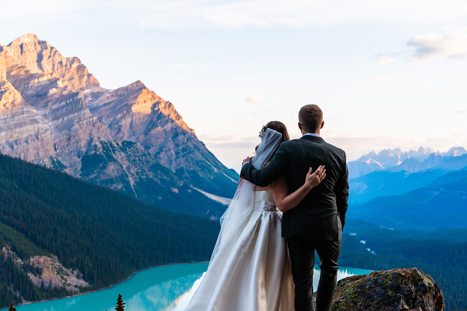 Adventurous bride and groom in Banff, Alberta Canada