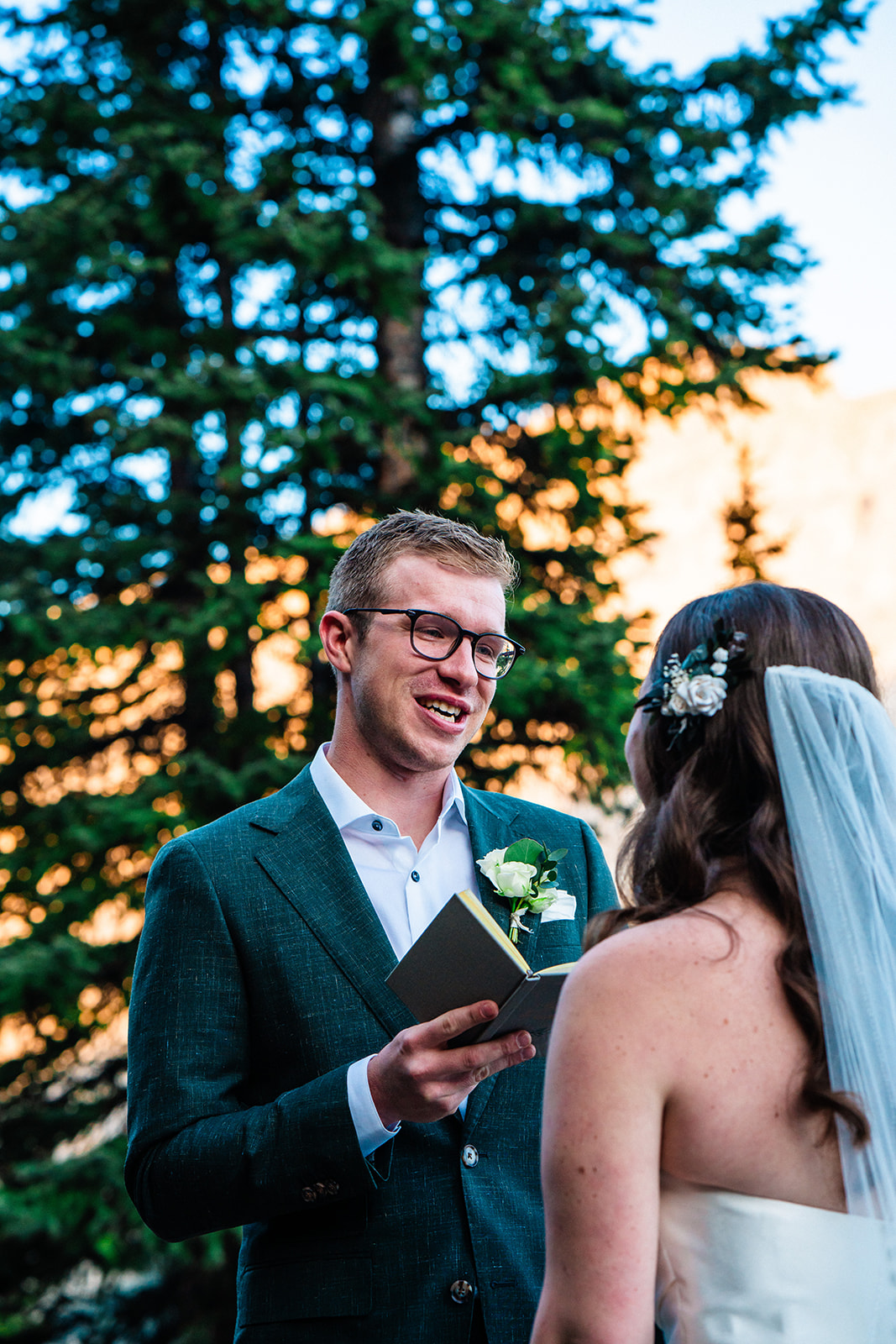 Intimate Vow Exchange with Bride and groom in Banff, Alberta Canada