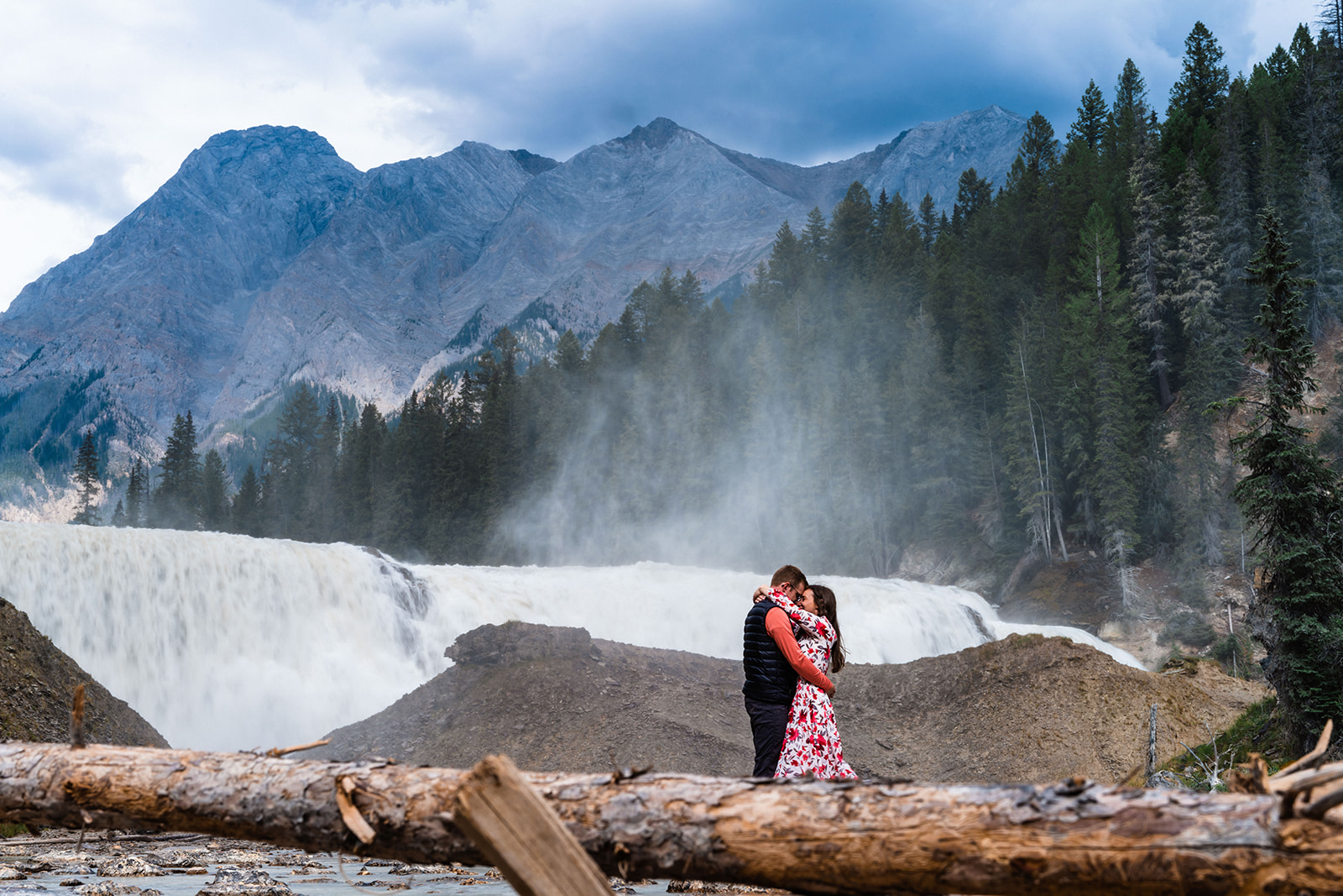 Adventurous Yoho National Park of Canada Elopement with bride and groom portraits and waterfall adventures