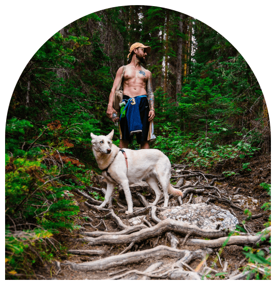 Kevin and his dog on a hike